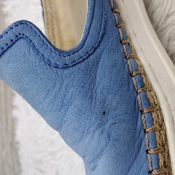 Ugg Australia Caleel Blue Leather Upper Round Toe Espadrille Slip On Mule Shoe - Picture 13 of 16